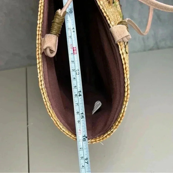 Unbranded Woven  Straw Raffia Beach Large Lined Floral Sequins‎ Tote Basket - Picture 14 of 15